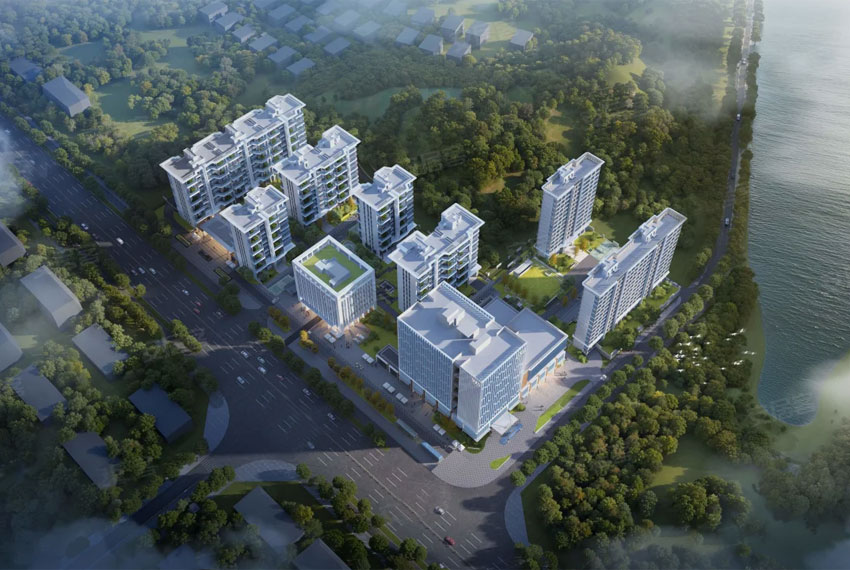 岳阳楼区南湖院项目位于岳阳湖滨大道与龙山路交汇处