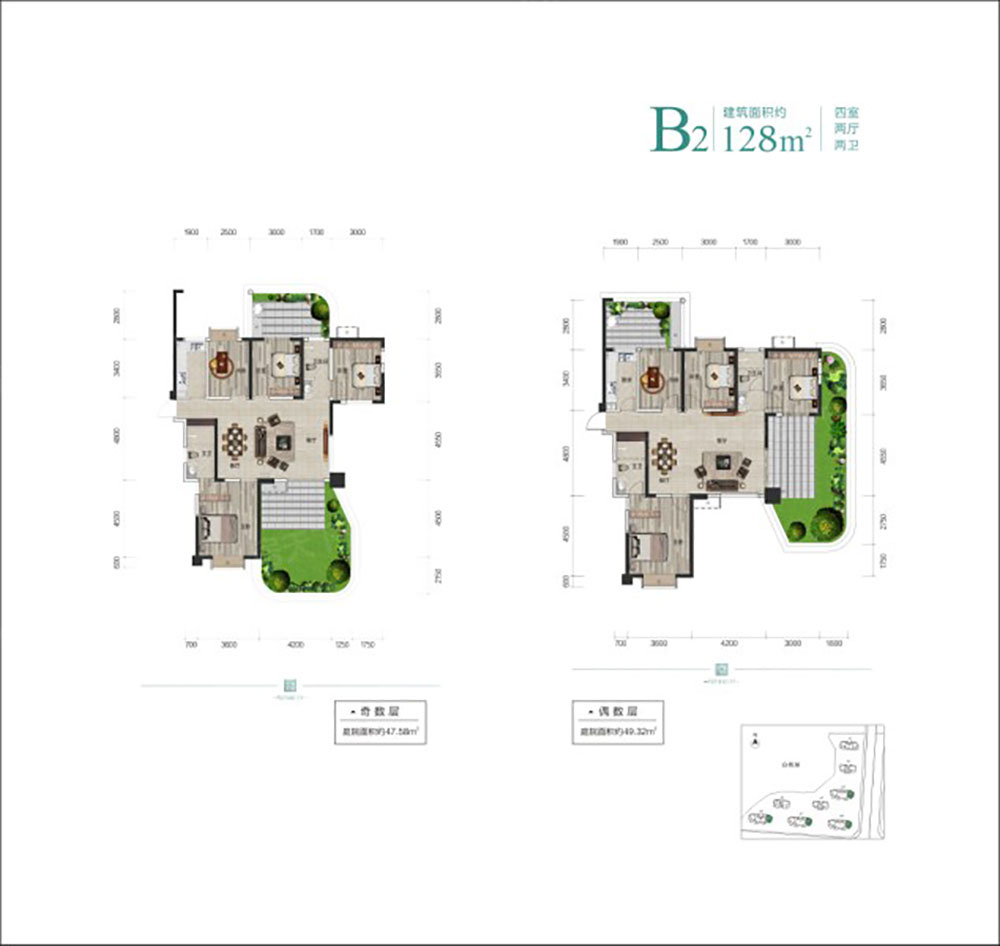 岳阳云溪区福天城为您提供该项目B2户型图片鉴赏