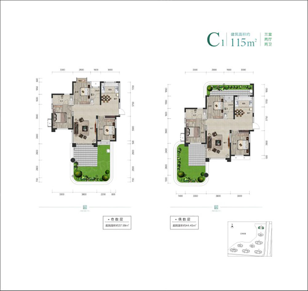 岳阳云溪区福天城为您提供该项目C1户型图片鉴赏