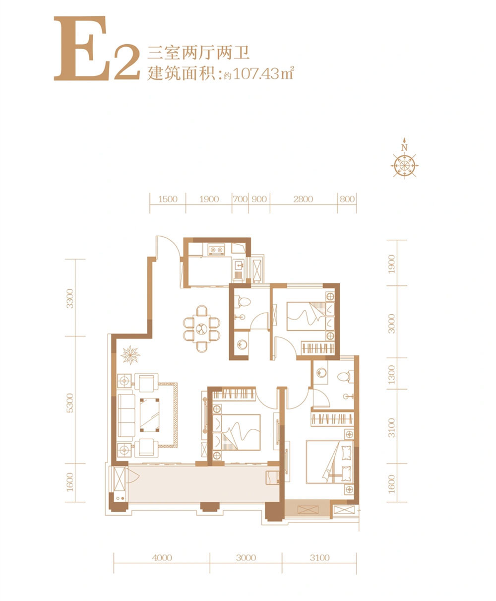 岳阳-岳阳县荣湖城为您提供该项目E2户型图片鉴赏