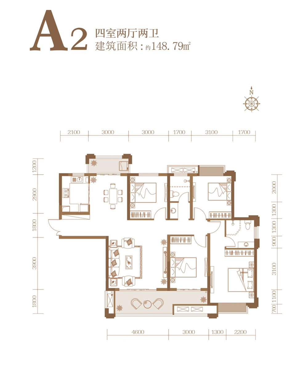 岳阳-岳阳县荣湖城为您提供该项目A2户型图片鉴赏