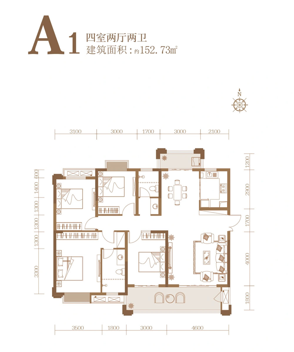 岳阳-岳阳县荣湖城为您提供该项目A1户型图片鉴赏