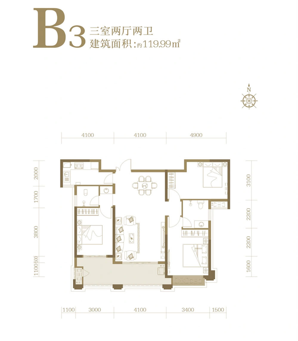 岳阳-岳阳县荣湖城为您提供该项目B3户型图片鉴赏