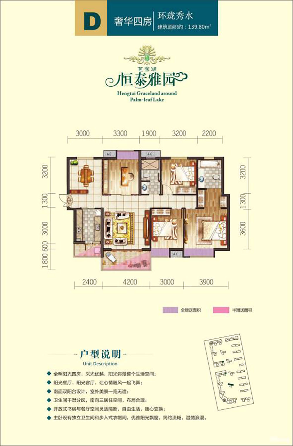 岳阳岳阳楼区恒泰雅园三期为您提供该项目D户型图片鉴赏