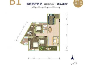 岳阳-岳阳楼区南湖领域为您提供B1户型鉴赏