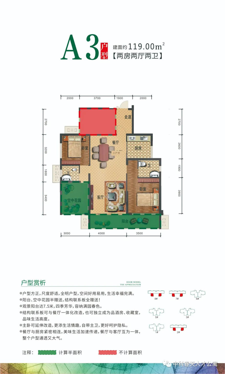 岳阳-汨罗中科春天智慧美寓为您提供该项目A3户型图片鉴赏