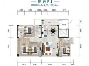 岳阳-岳阳楼区南湖院为您提供揽秀F1户型鉴赏